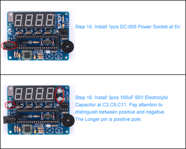 Install DC-005 Power Socket & Install 100uF 50V Electrolytic Capacitor