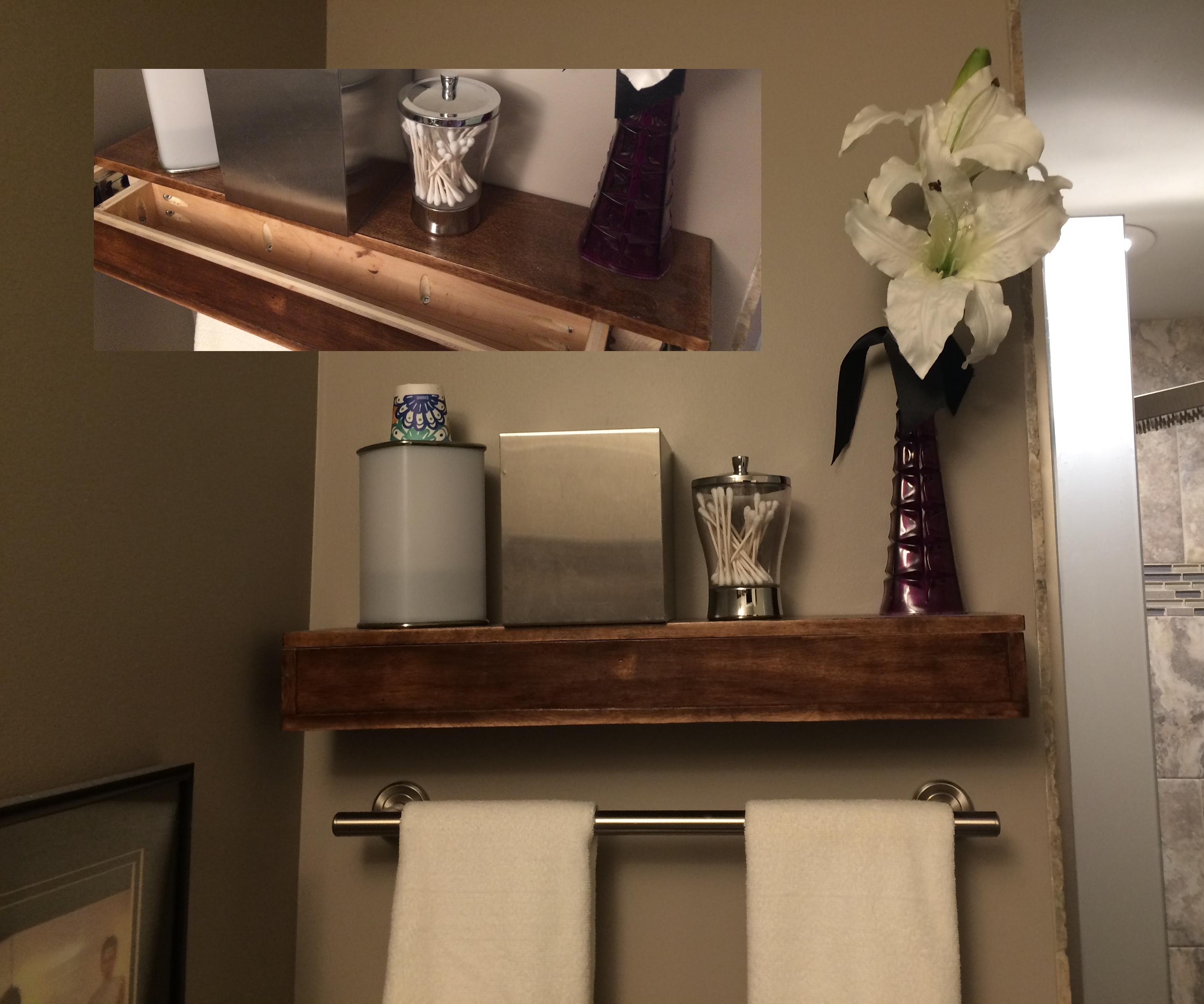 Small Floating Shelf With Hidden Storage