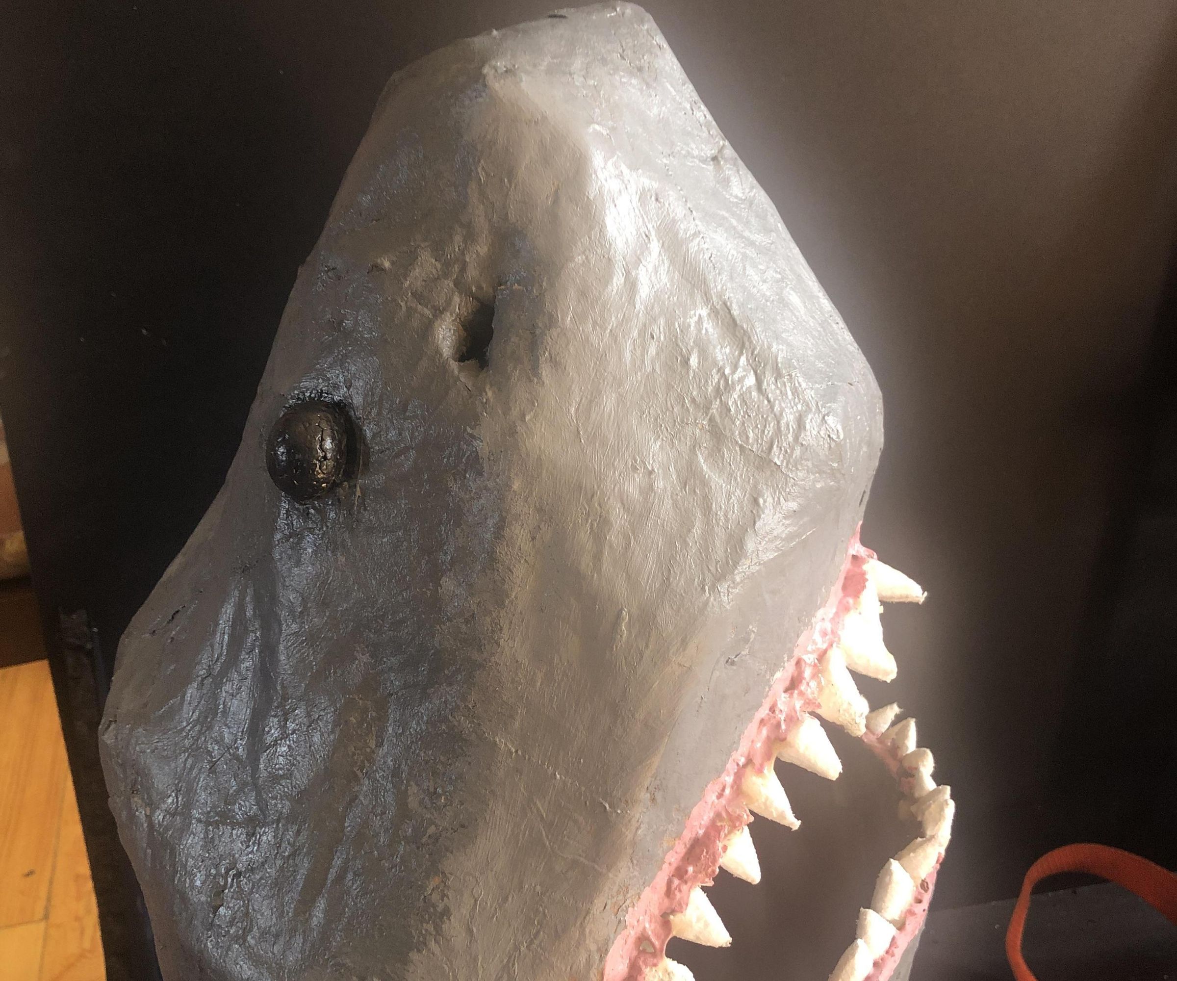 Papier Mache Shark Head Prop for Costume