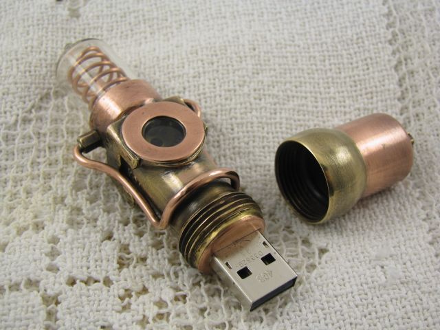 Steampunk USB drive, Handmade "Submariner" altered art