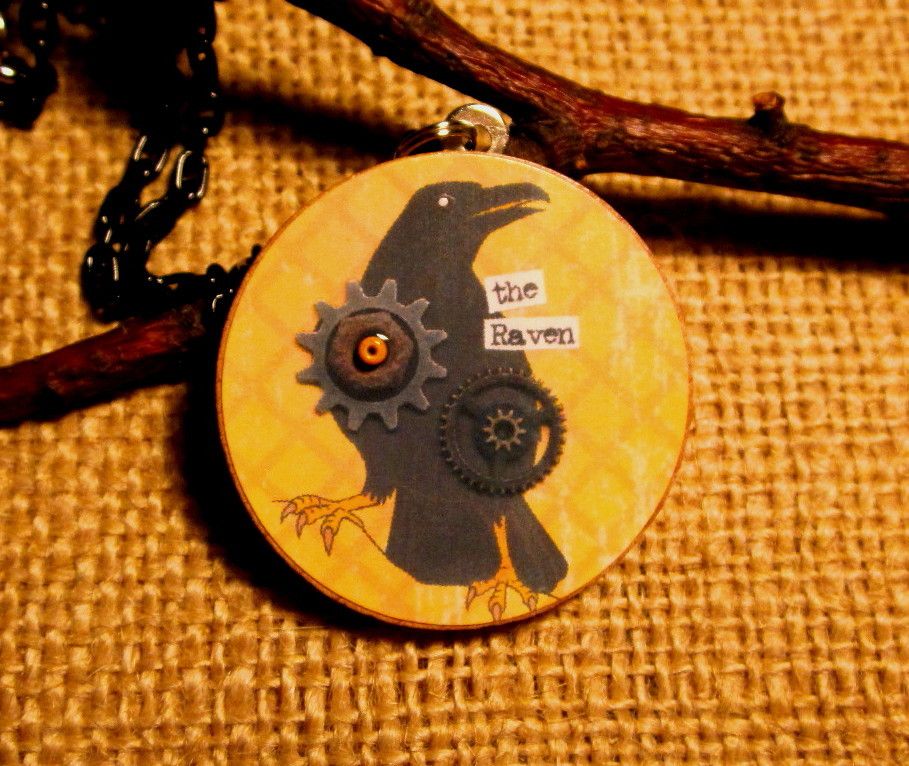 Steampunk Raven Pendant Necklace