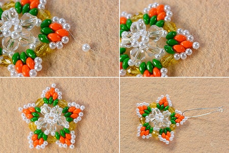 Make the Rest Part of the 2-hole Seed Bead and Pearl Star Earrings