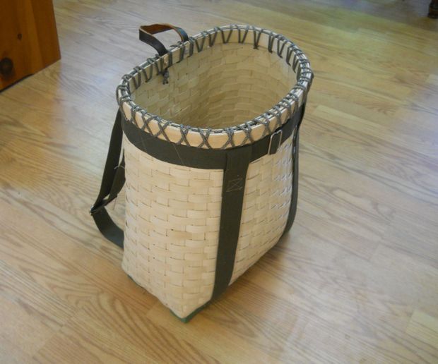 diy basketry gathering backpack leather straps Pack Basket, Basket Backpack, Adirondack Style Hunting, Trapping, Guiding Woven Basket Pack with Basketry - Making a backpack