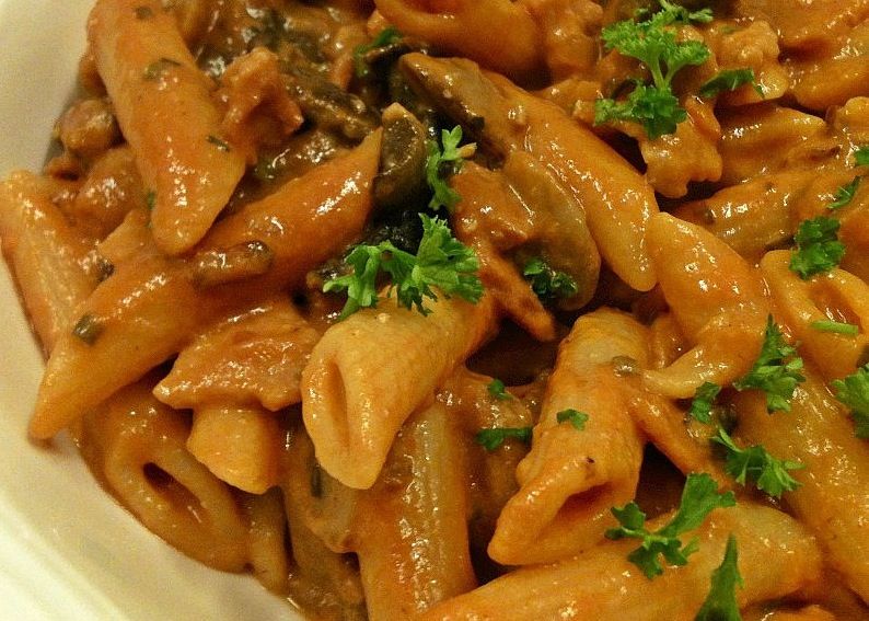 Bacon and Mushroom Penne Pasta