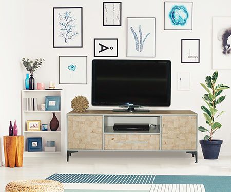TV Unit With Wood Slice Veneer