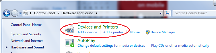 Devices and Printers