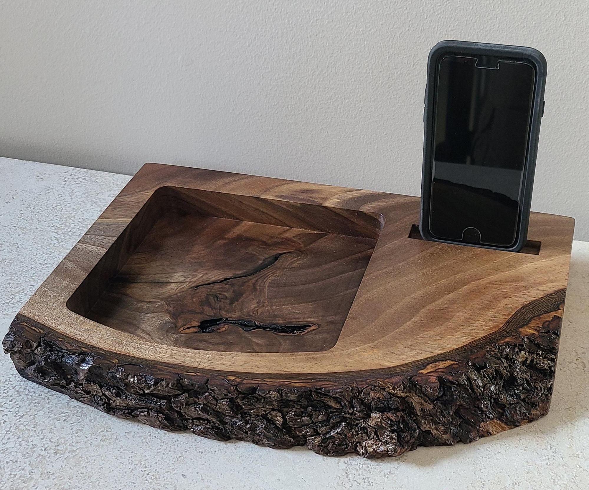 Live Edge Walnut Catchall Valet