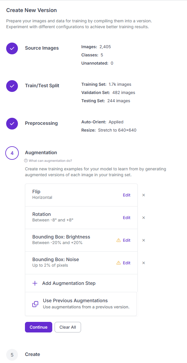Creating Dataset Version