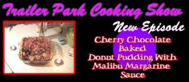 Cherry Chocolate Baked Donut Pudding With Malibu Margarine Sauce