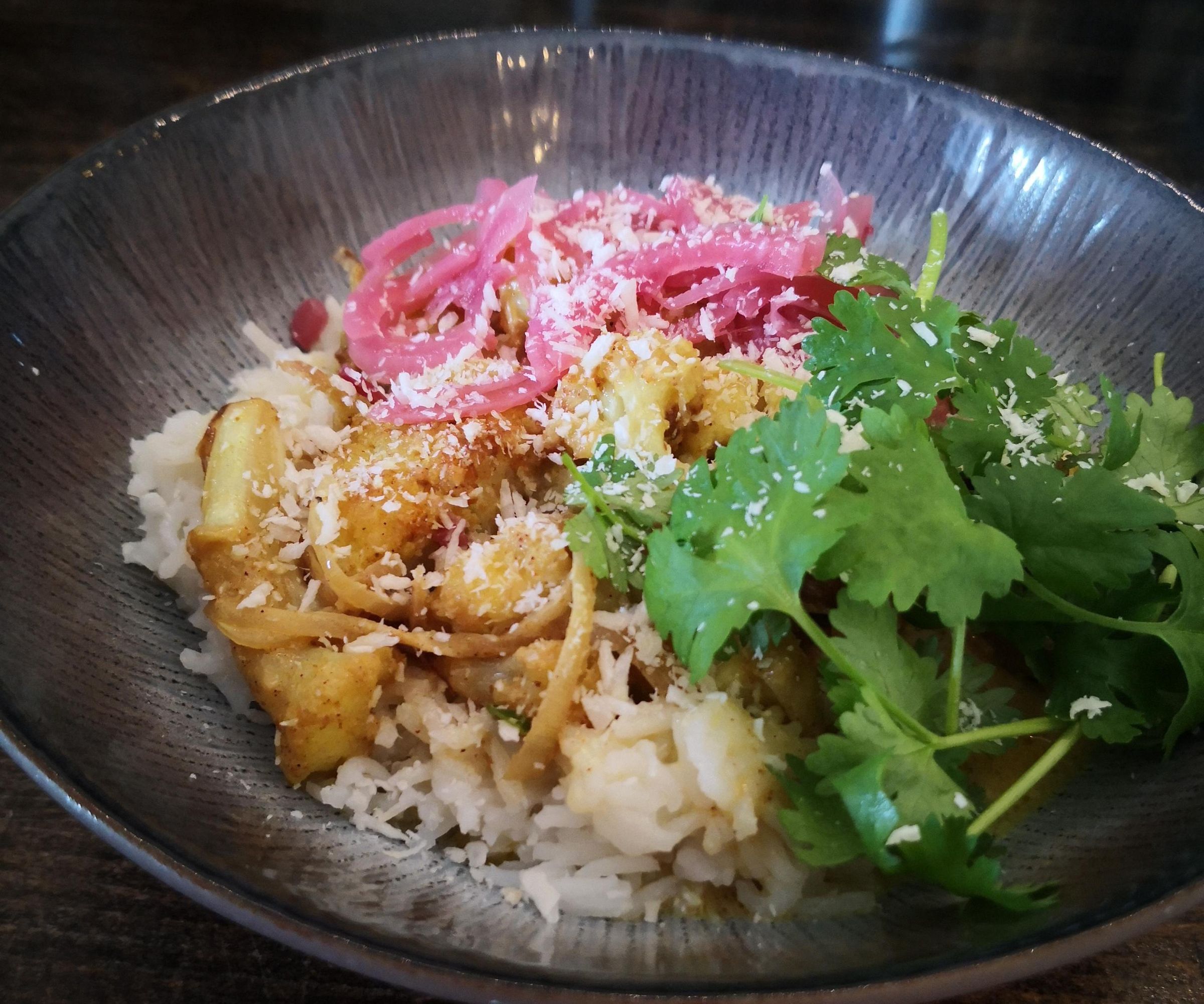 Cauliflower Curry With Garlic Butter Rice