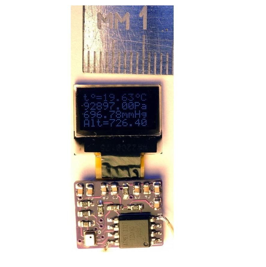 Nano 0.66" OLED Weather Station. ATtiny85 and BMP280 on a Compact PCB.