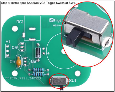 Install 1pcs SK12D07VG3 Toggle Switch at SW1