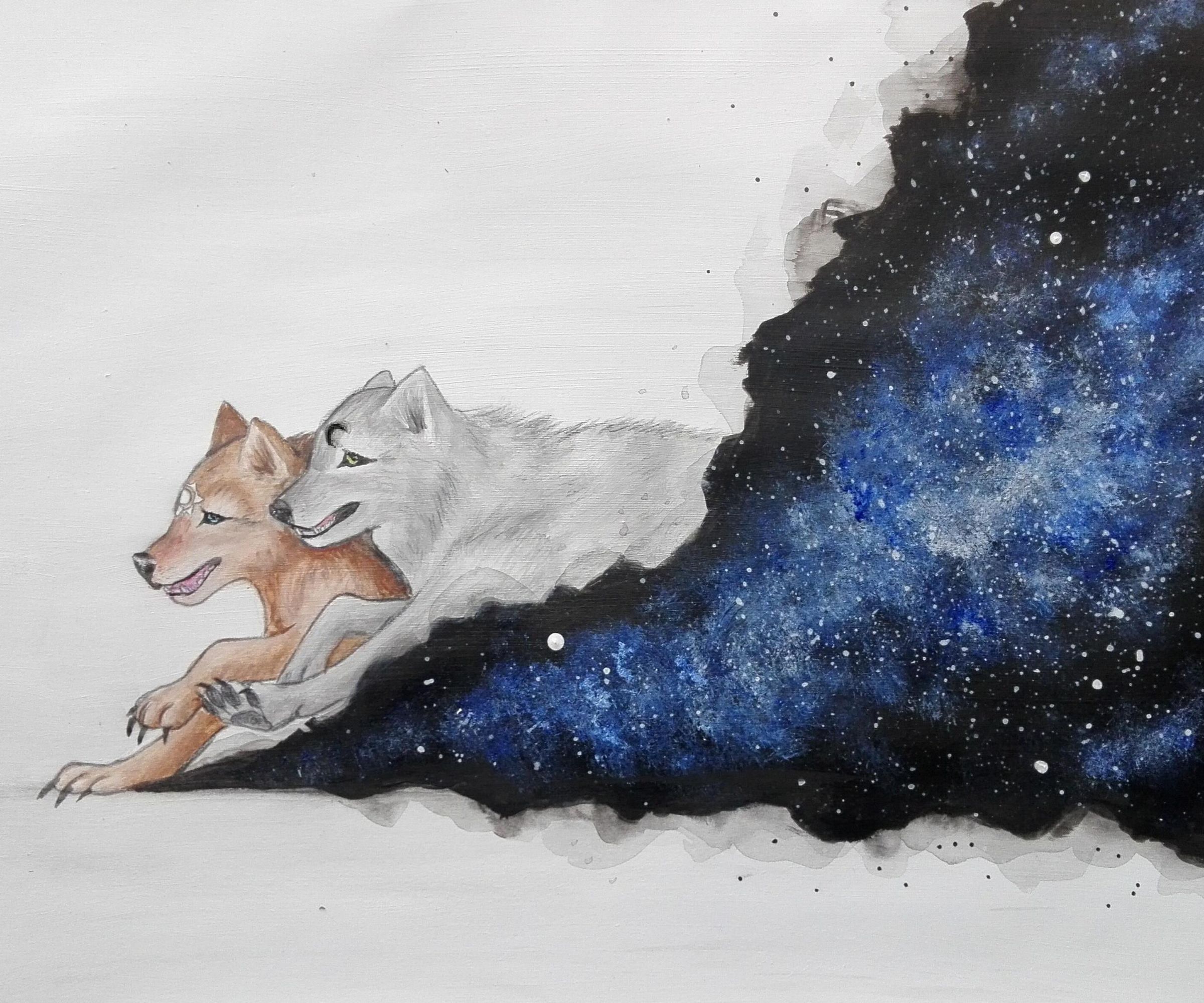 Skoll & Hati Galaxy Acrylic Painting