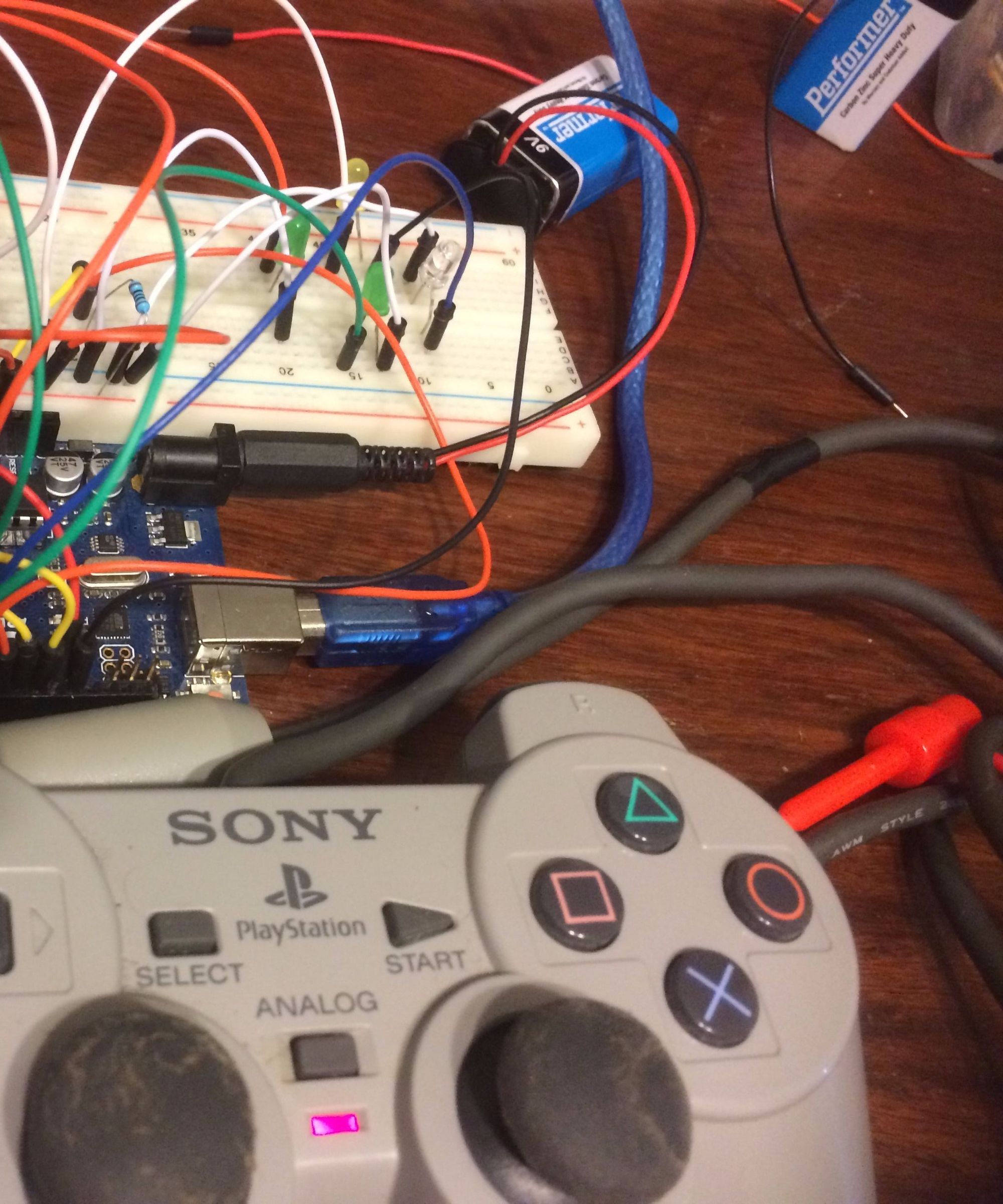 PS2 Wire Controller and Arduino (control LEDs)