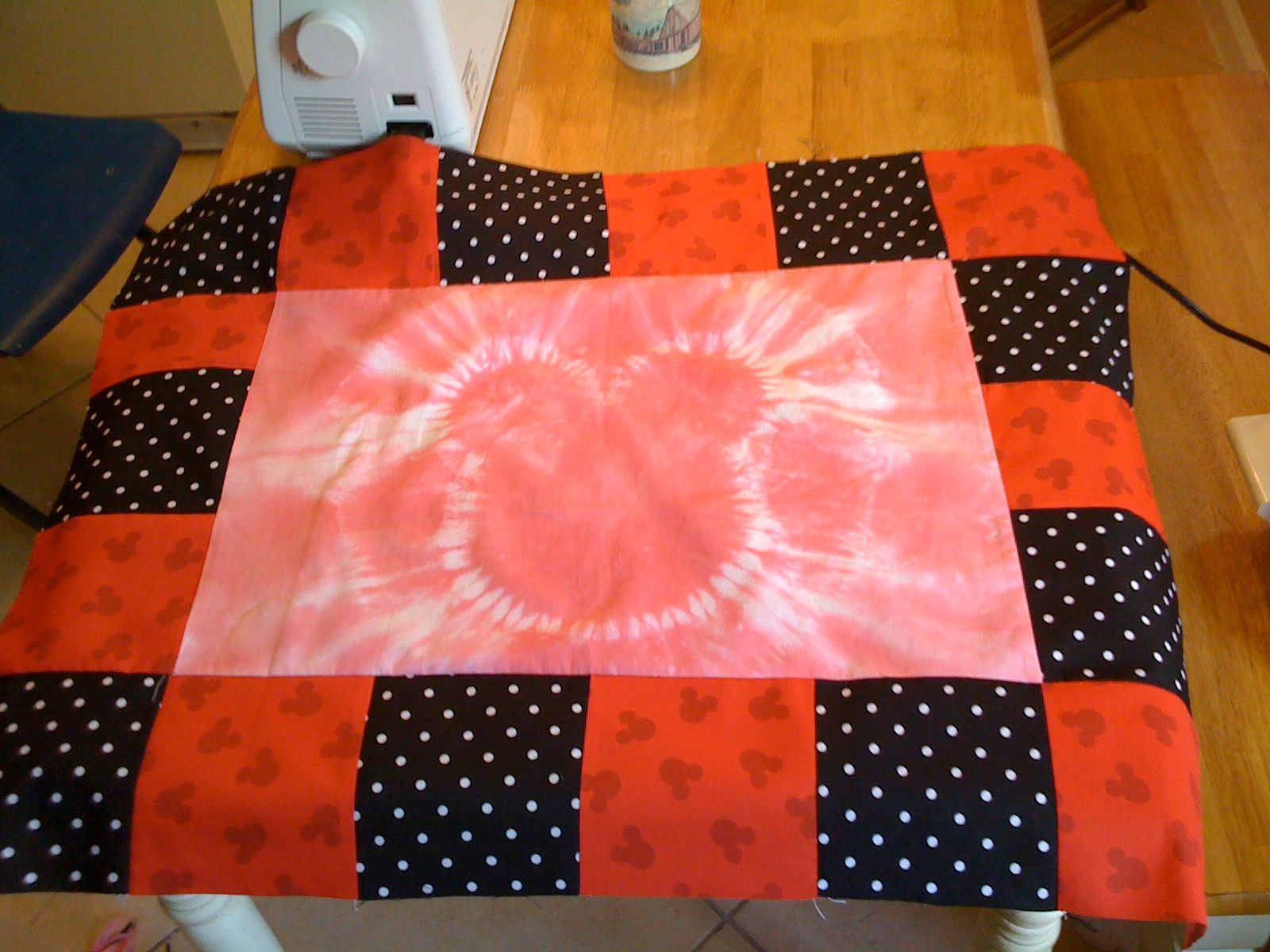 Mickey Mouse Blanket From a Pillowcase and Fabric Scraps