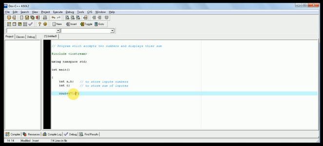 C++ Program to Input Two Integers and Sum Them