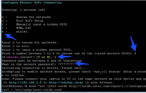 Connecting Your Edison to a Wi-Fi Network