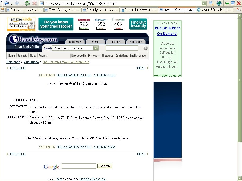 Finding the answer to a library patron's question regarding a quote from Fred Allen.