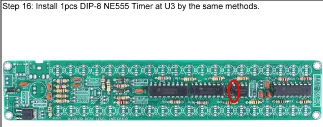 Install 1pcs DIP-8 NE555 Timer at U3 by the Same Methods