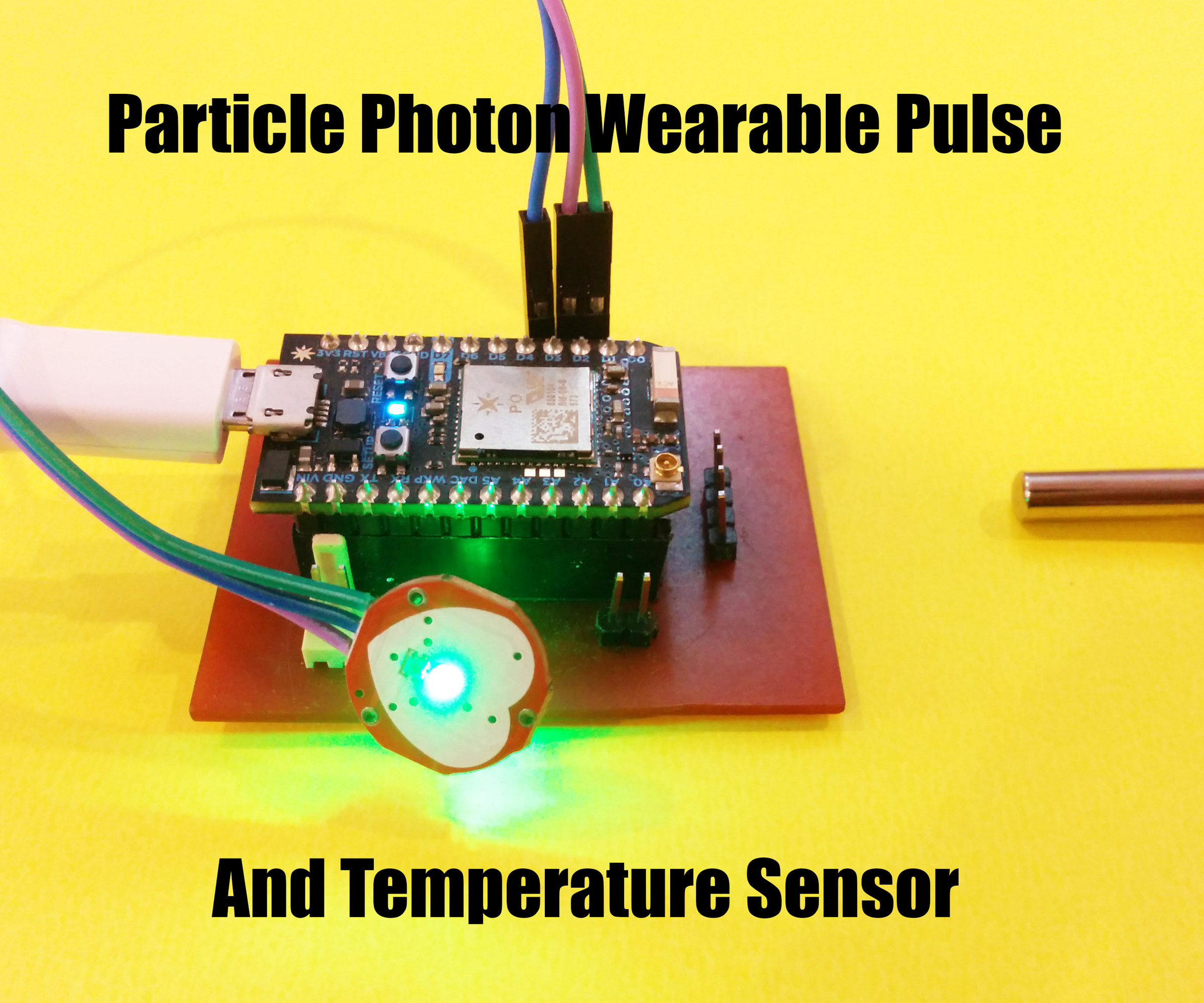 Particle Photon - Wearable Pulse and Temperature Sensor