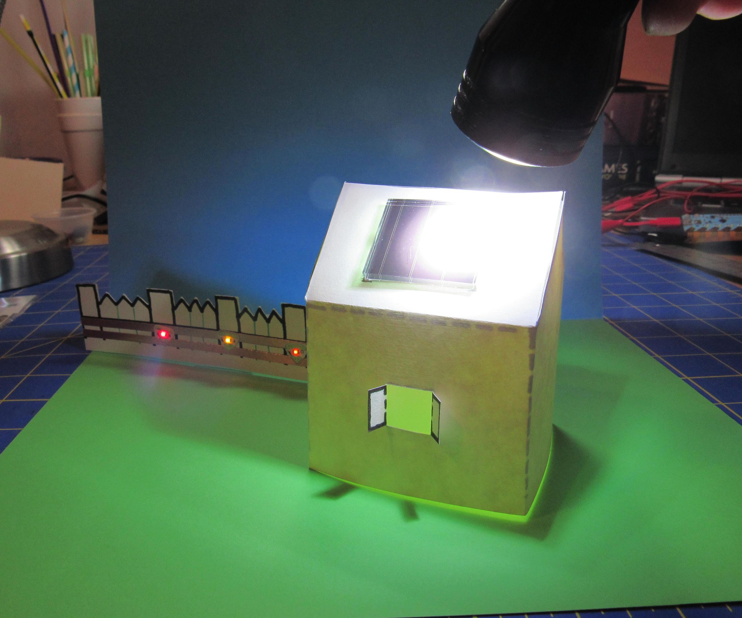 Make a Light-Up Solar-Powered Paper House With Chibitronic Circuit Sticker LEDs