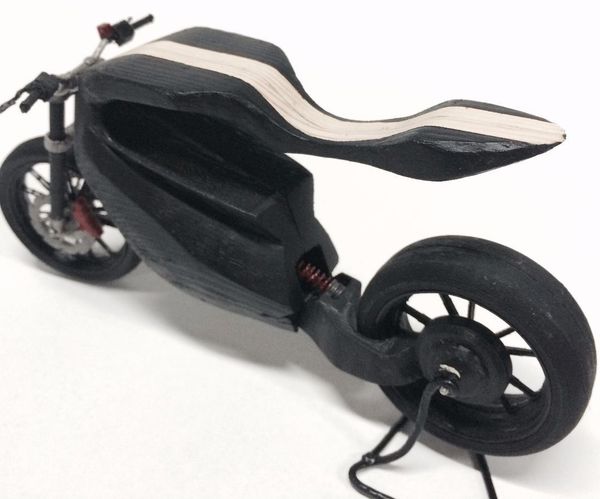 Scaled Wood & 3D Printed Motorcycle Model