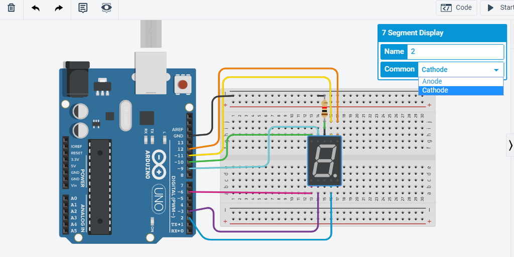 Interfacing Seven Segment Display on TinkerCad 4 Steps