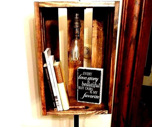 Crate Lamp/Shelf! Made From Reused Material!!