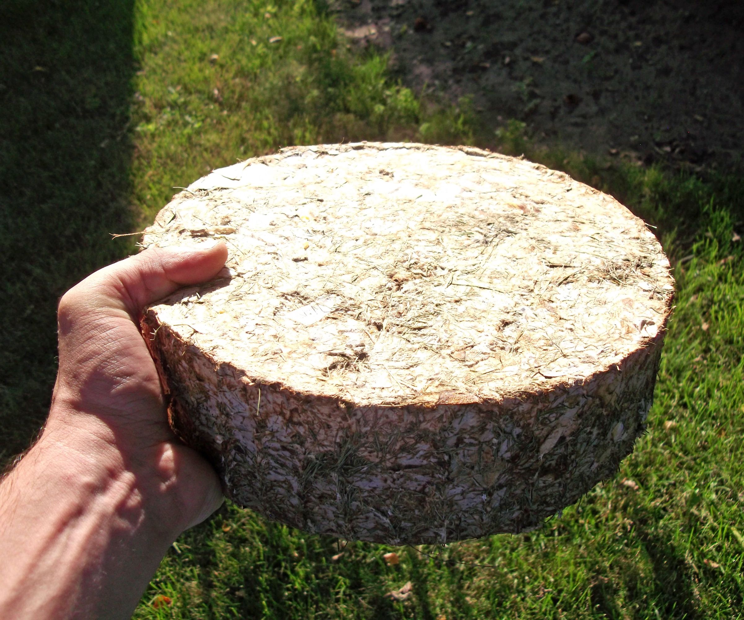 Paper + Grass Clippings Fuel Briquettes