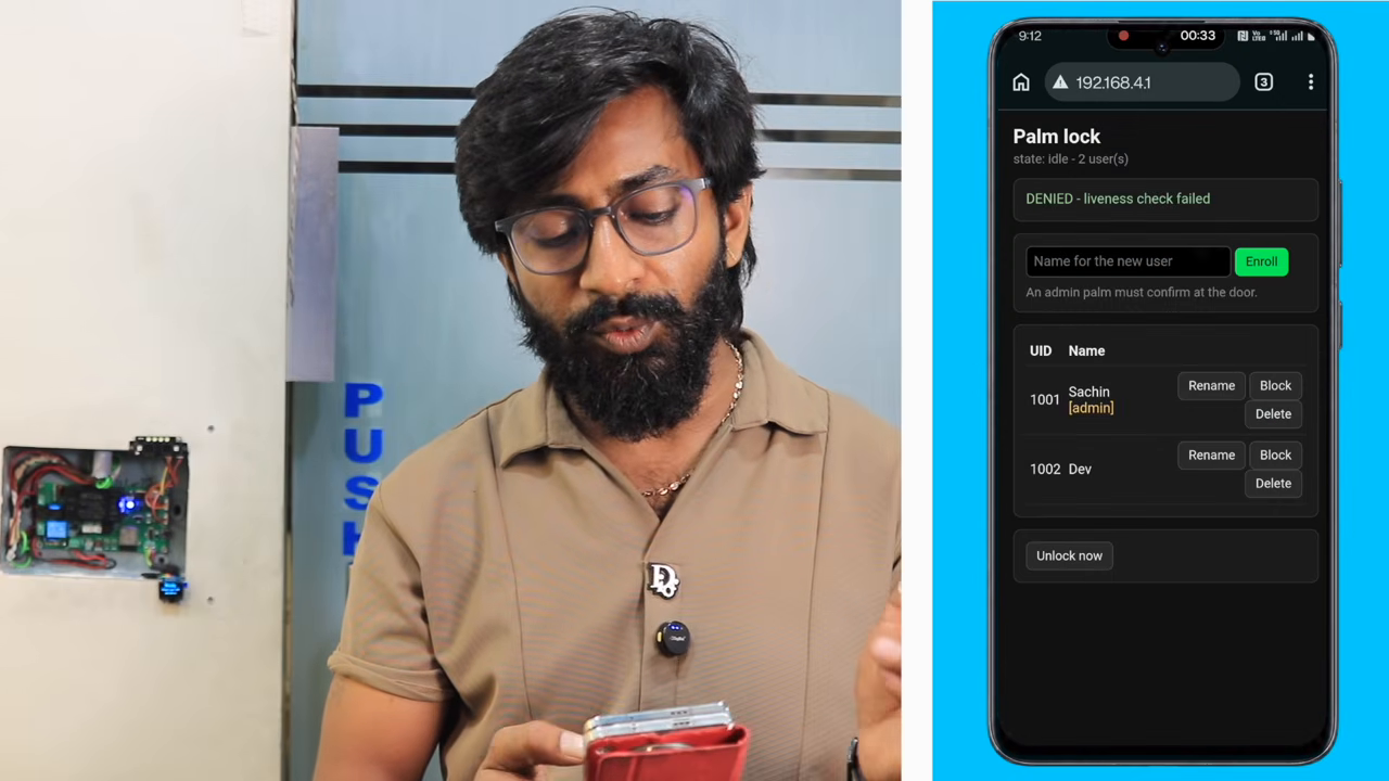 Web Dashboard สำหรับ Enroll User ใน Palm Vein Door Lock