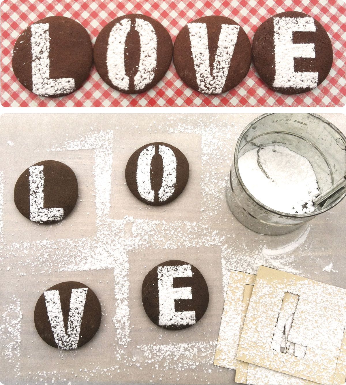 Stenciled Love Letter Cookies