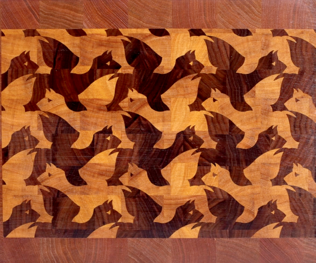 Making a M.C.Escher's "Winged Lion" end grain cutting board