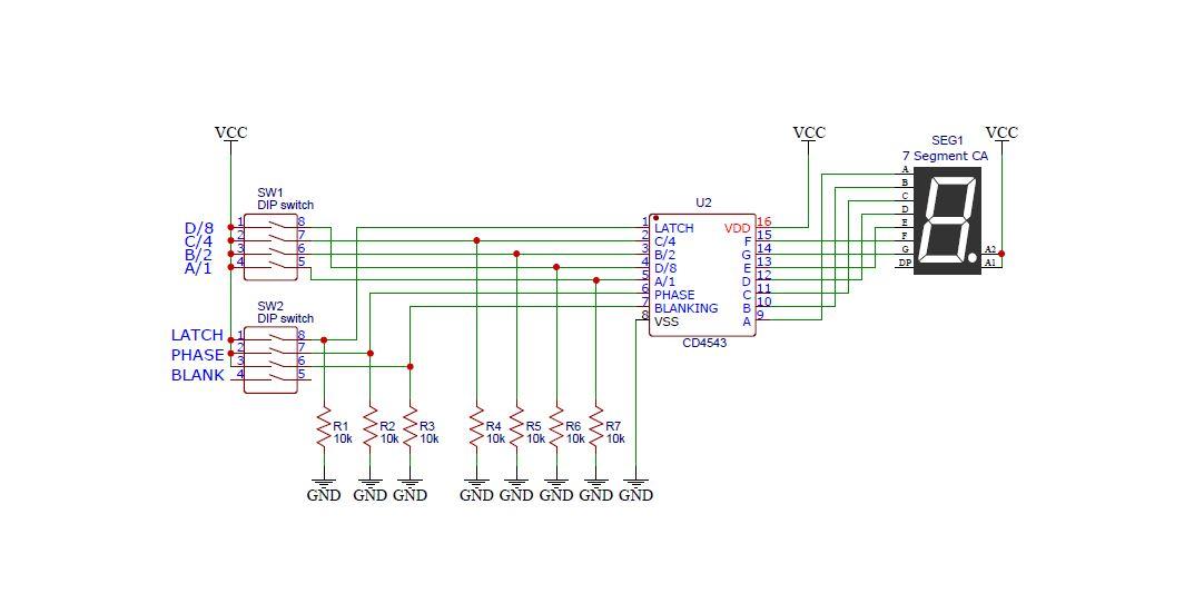 CD4543 7-segment Decoder for Common Cathode (CC) and Common