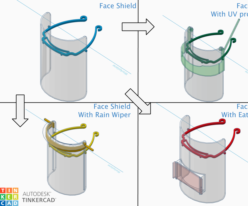 Face Shields - TinkerCAD - Moving Parts