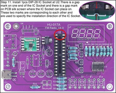 Install 1pcs DIP-28 IC Socket at U2