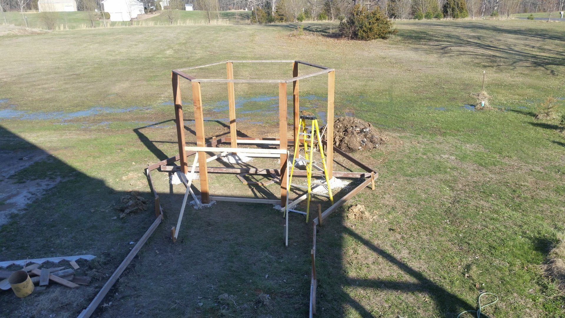 Hexagon Swing With Sunken Fire Pit 8 Steps (with Pictures