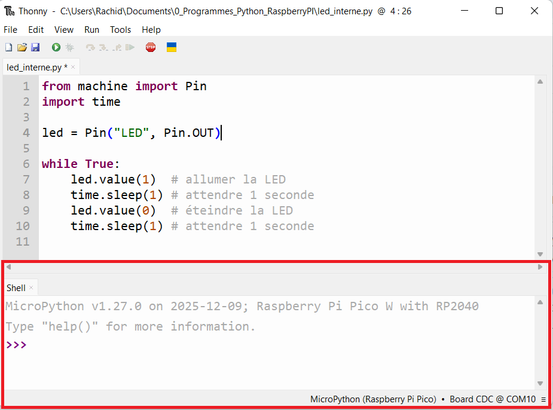 Blink the Onboard LED on Raspberry Pi Pico WH With MicroPython : 6 ...