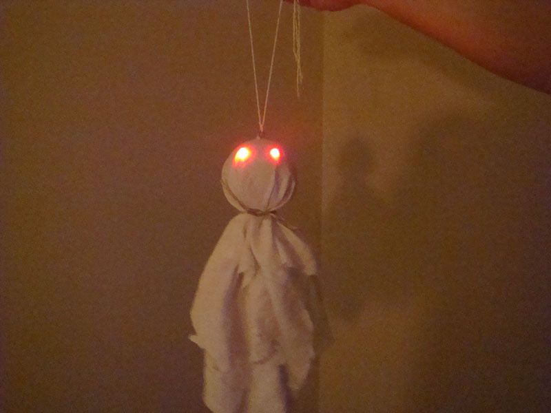 Halloween Hanging Ghost With Glowing LED Eyes