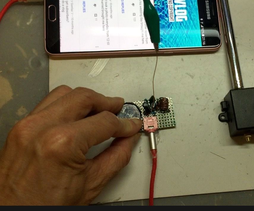 Low Power FM Transmitter  for Crystal Radio Testing