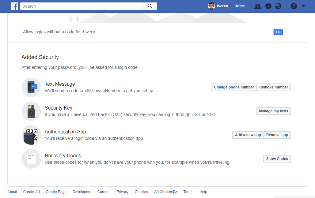 Two-Factor Authentication Settings