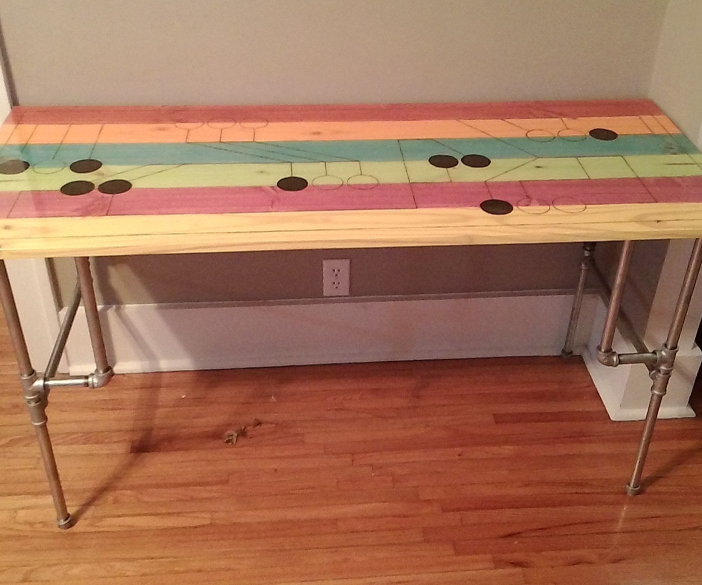 Stained Wood Top With Pipe Dream Legs Desk