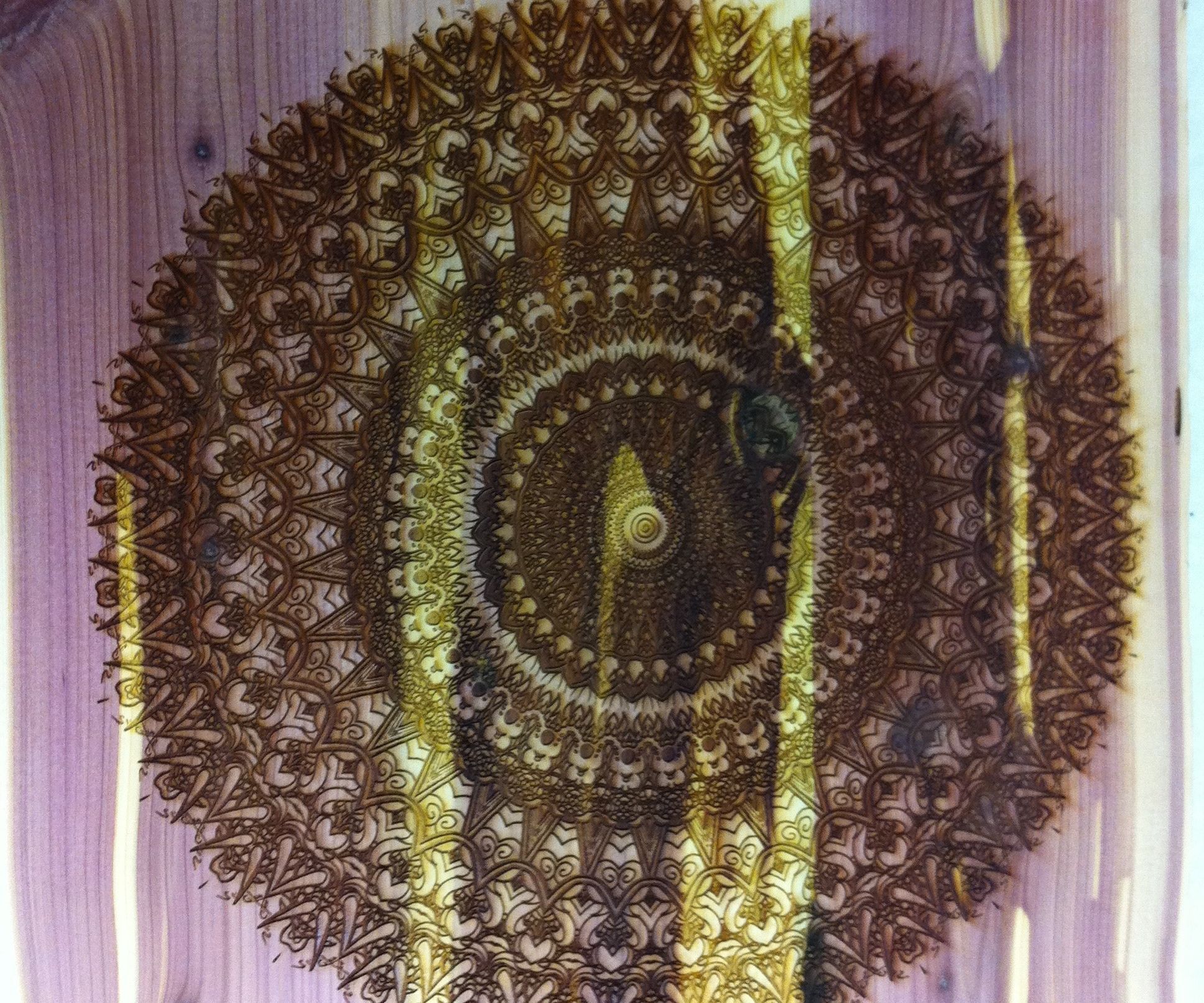 TechShop RDU-Laser Engraved Aromatic Cedar Side Table