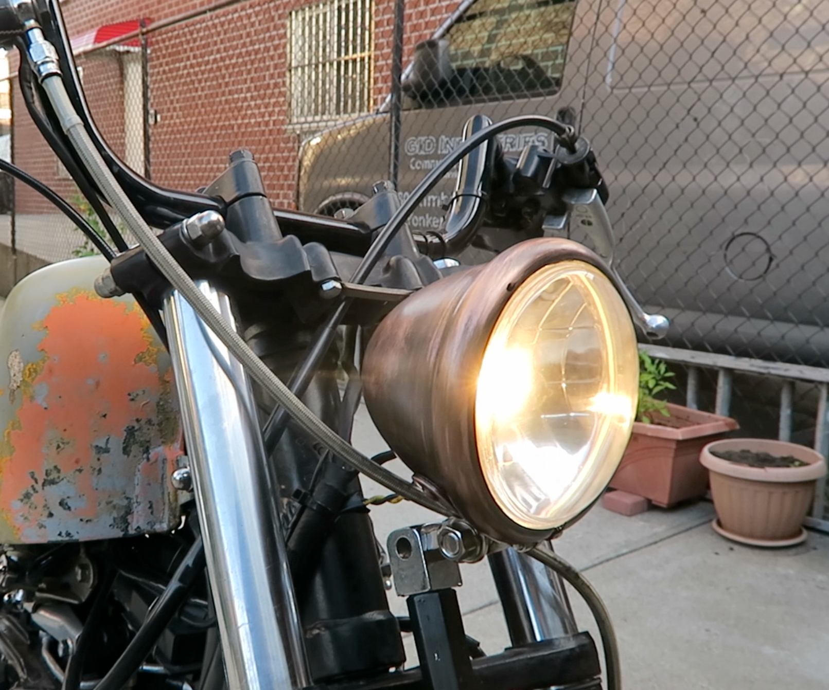 Distressed Motorcycle Headlight