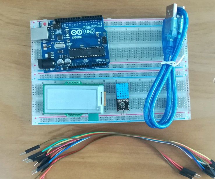 DHT11 Sensor With E-Ink Display Module