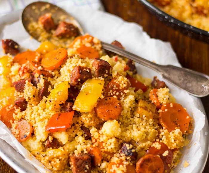 Roasted Vegetable Couscous With Chorizo