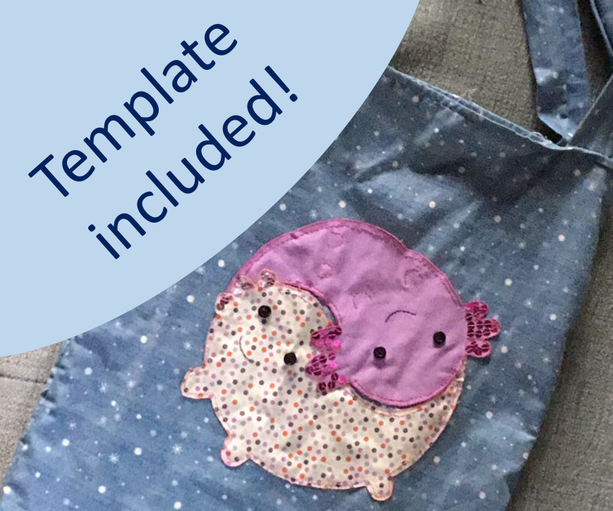 Axolotl Book Bag From Upcycled T-shirts & Curtains