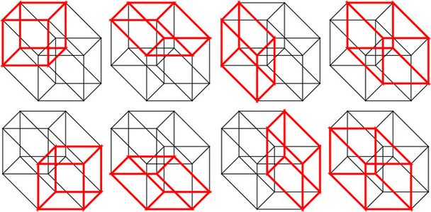 3d 4-Dimensional Tesseract Hypercube Model B TJT4/6 : 8 Steps (with ...