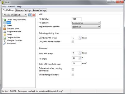 Slic3r (Print Settings) - "Infill"