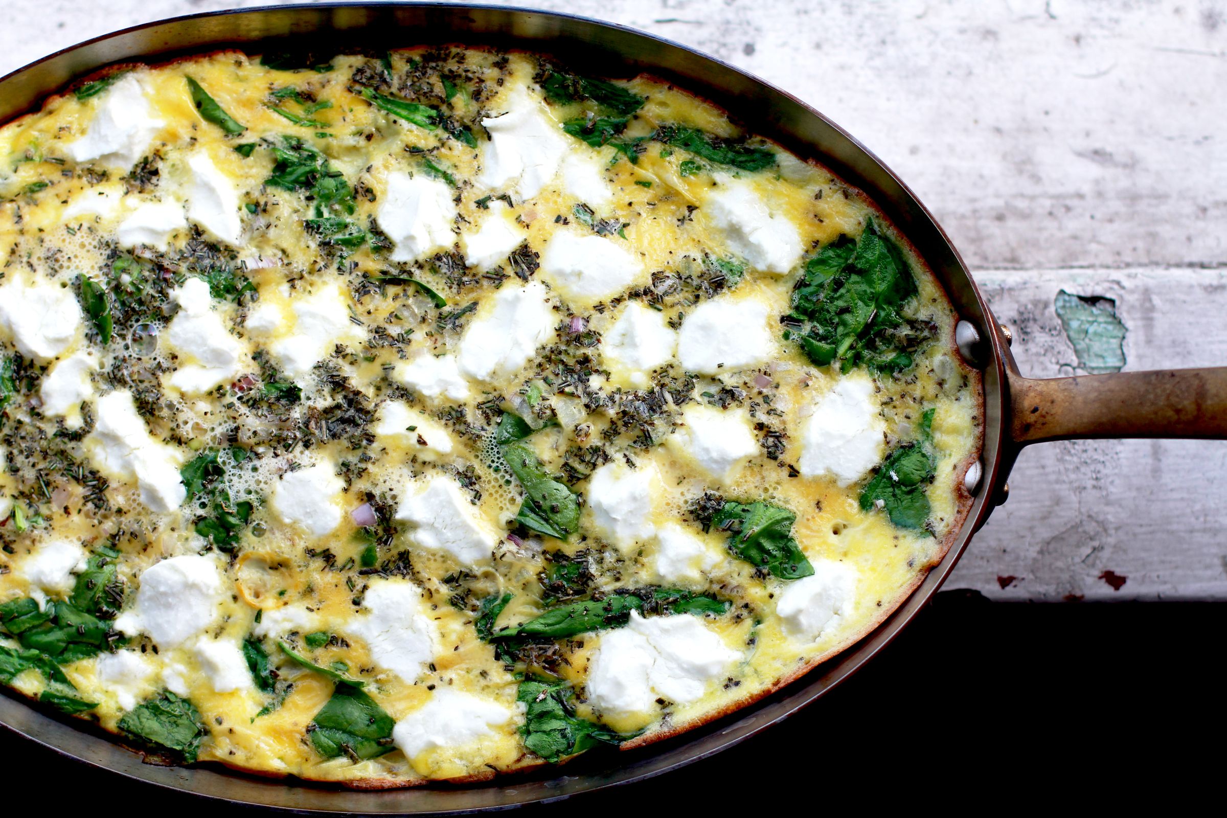 Rosemary, Goat Cheese, and Spinach Pan Frittata
