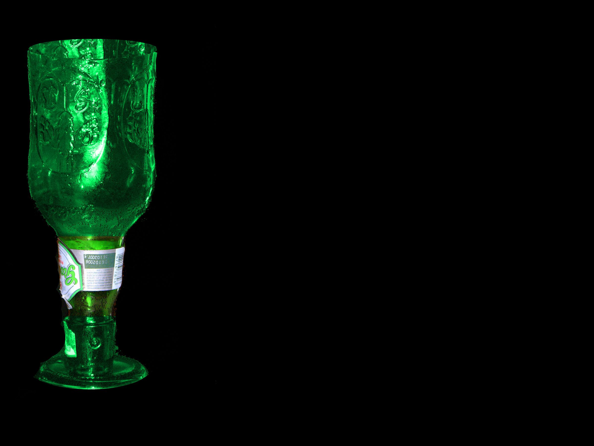 cool beer glass made out of bottle